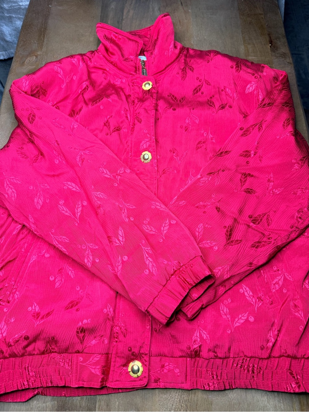 FUDA International Bright Red Floral Quilted Jacket